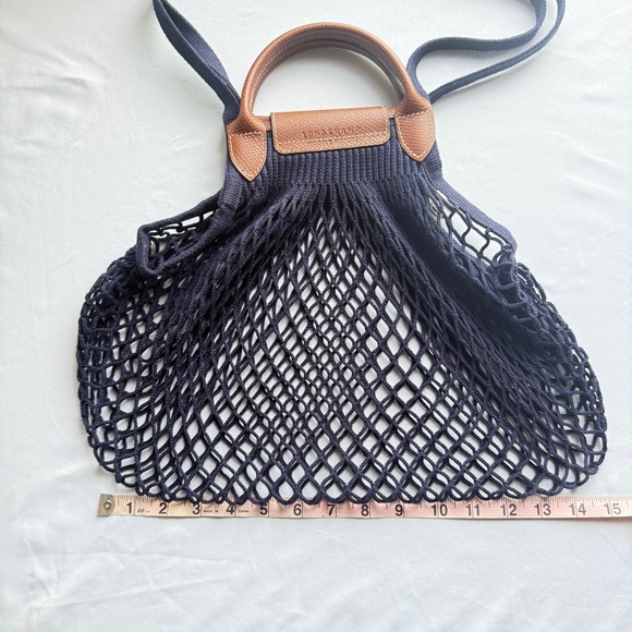 Longchamp Le Pliage Filet Mesh Bag - Navy Large Excellent Condition - Picture 6 of 10